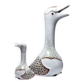 Vintage 1980s duo carafe and miniature bottle Haviland Castel after Sandoz for Chabot.