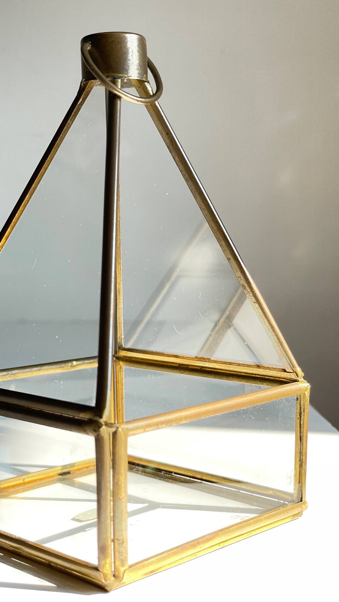 Vide-poche verre et laiton vintage