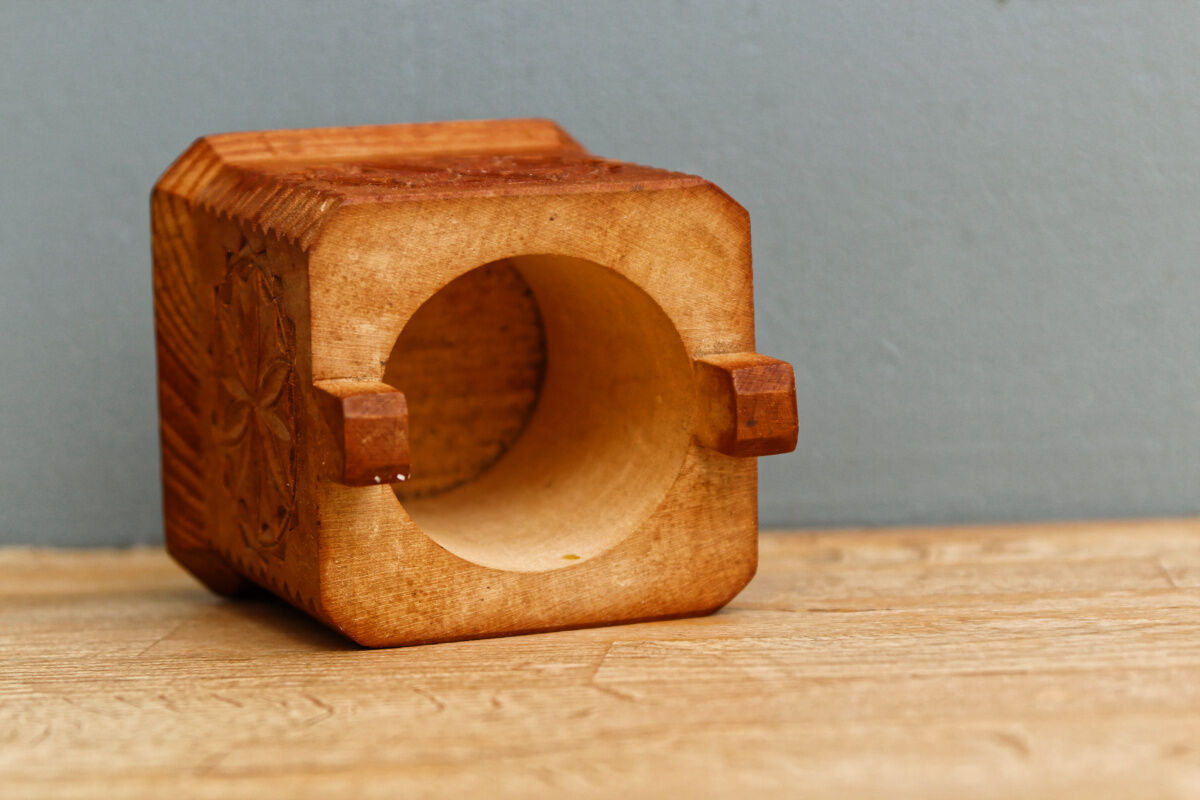 Carved wooden salt box, Savoie, Queyras
