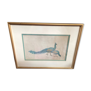 Ancien tableau dessin aquarelle
