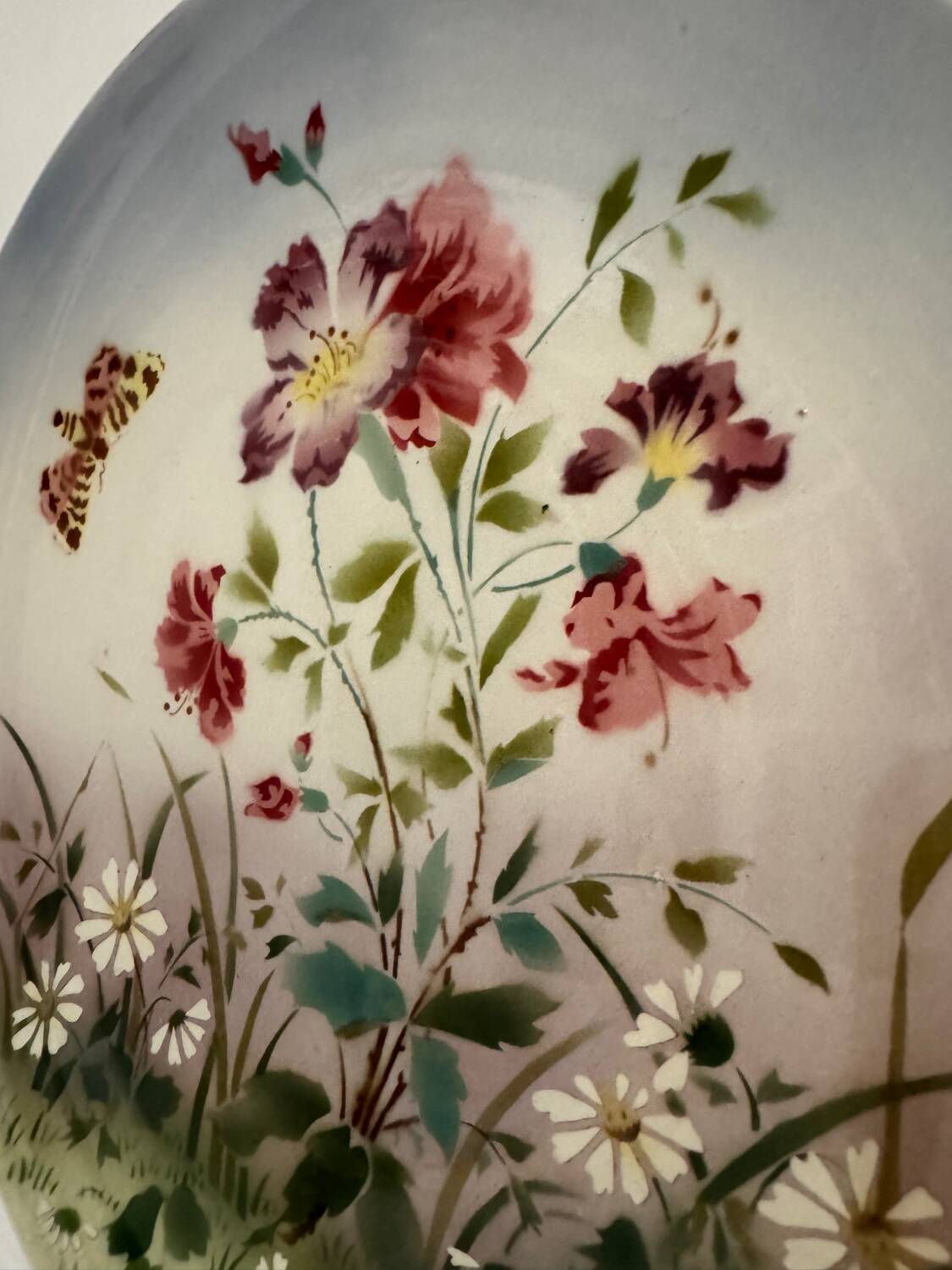 Large old Sarreguemines flowered dish