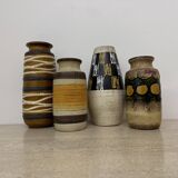 Set of 4 ceramic scheurich west Germany vases , 1970s