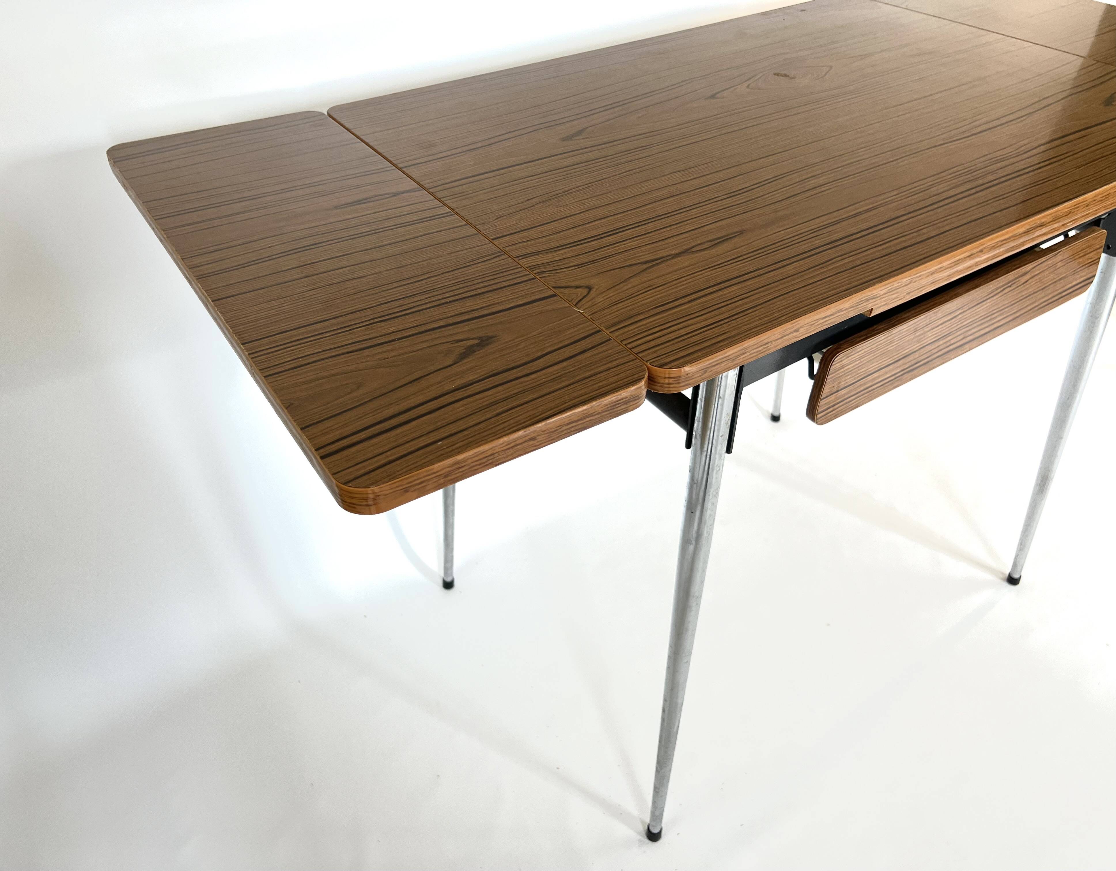 Formica table with extension and 2 chairs