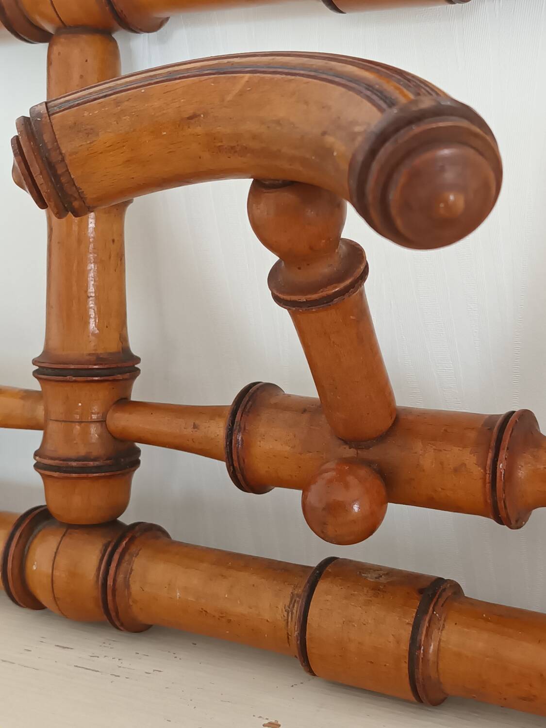 1920s bamboo wall mounted hat coat rack