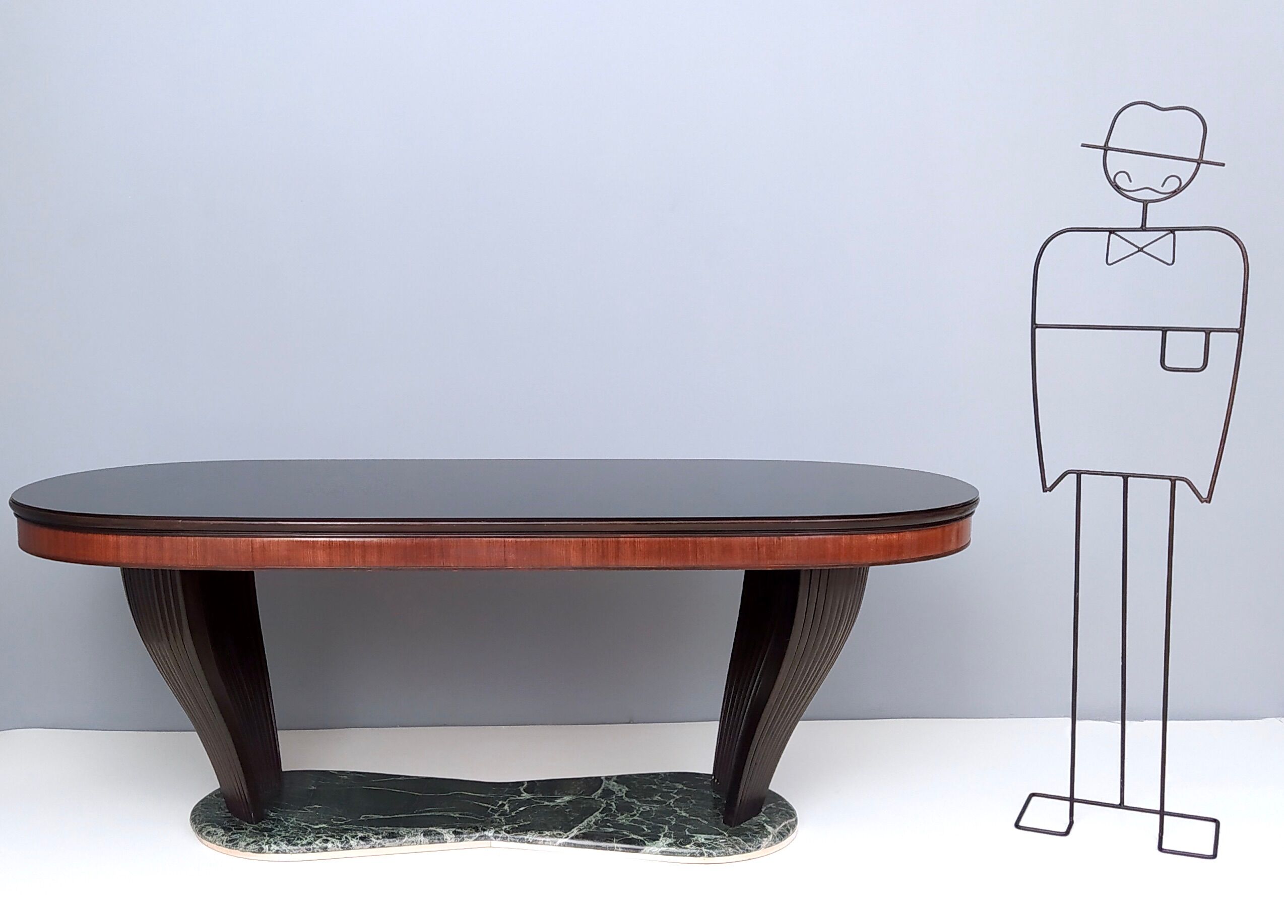 Vintage Dining Table by Vittorio Dassi with Opaline Glass Top and Marble Base