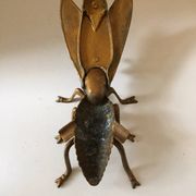 Cendrier vide poche Mouche abeille métal doré vintage