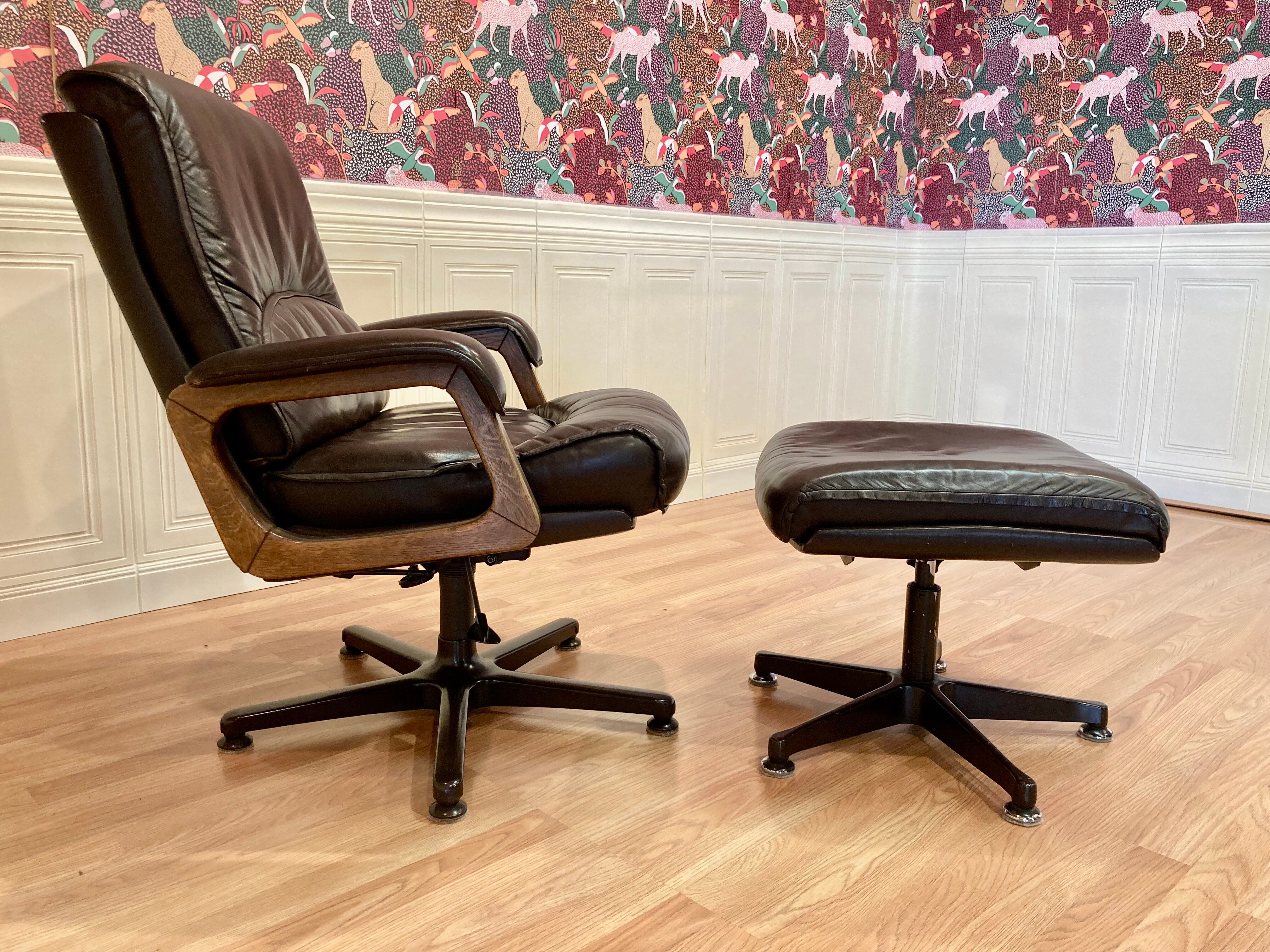 Swivel armchair and its ottoman "drabert" for "gerd lange".