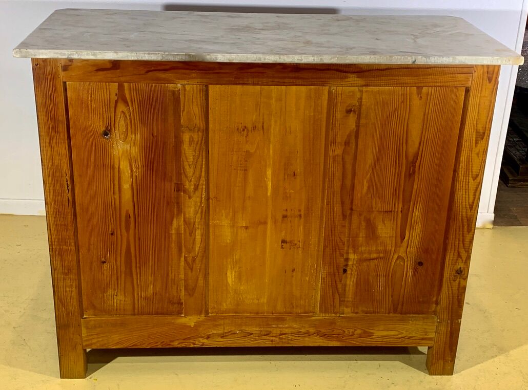 Commode style Art Déco, 3 tiroirs, marbre blanc