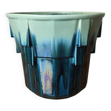 Cache-pot faïence Art déco irisé