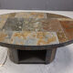 Table basse brutaliste ovale vintage, années 1970