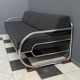 Méridienne / canapé Bauhaus chromé et noir par Hynek Gottwald