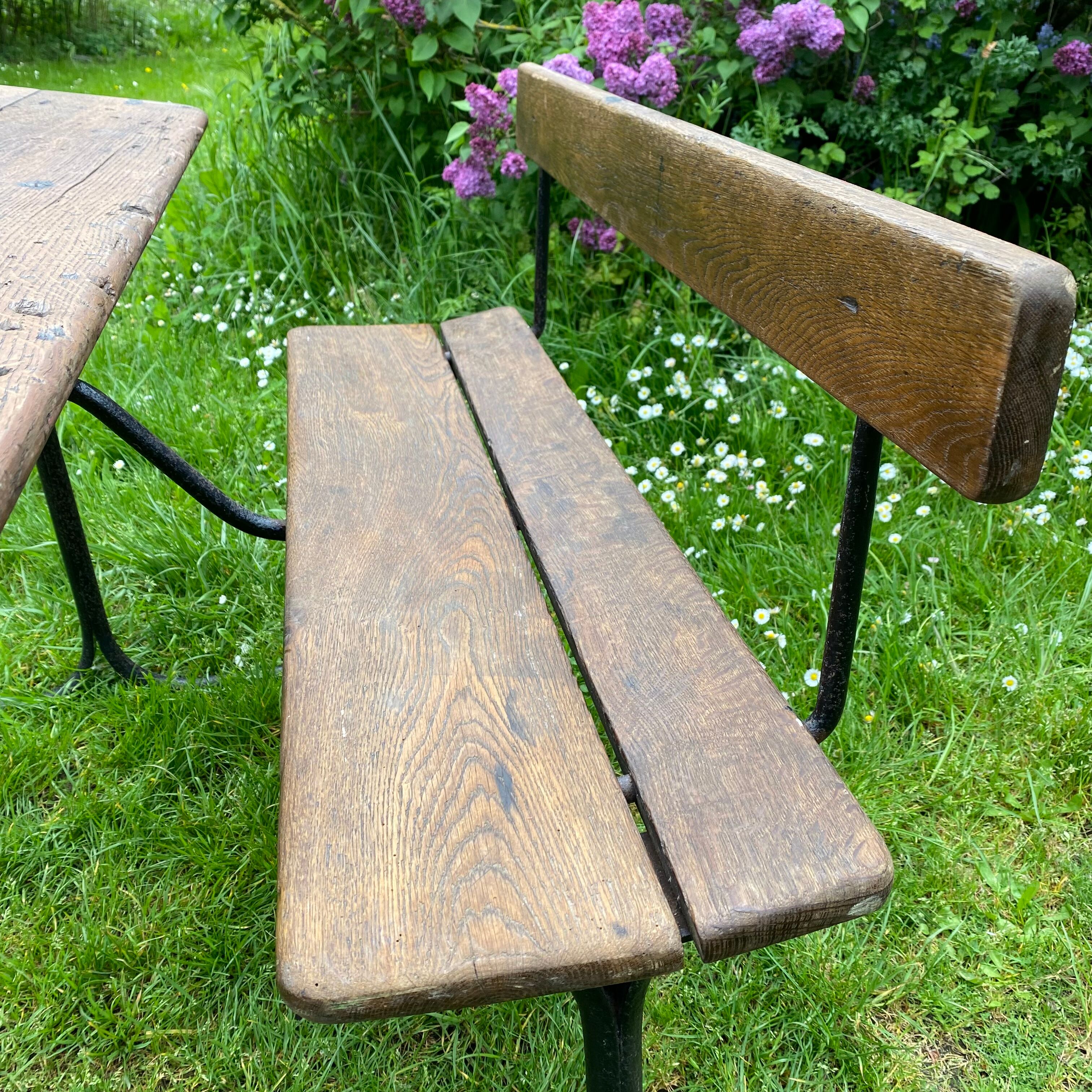 Old school desk in wood and cast iron