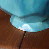 Antique blue ceramic origami ball vase
