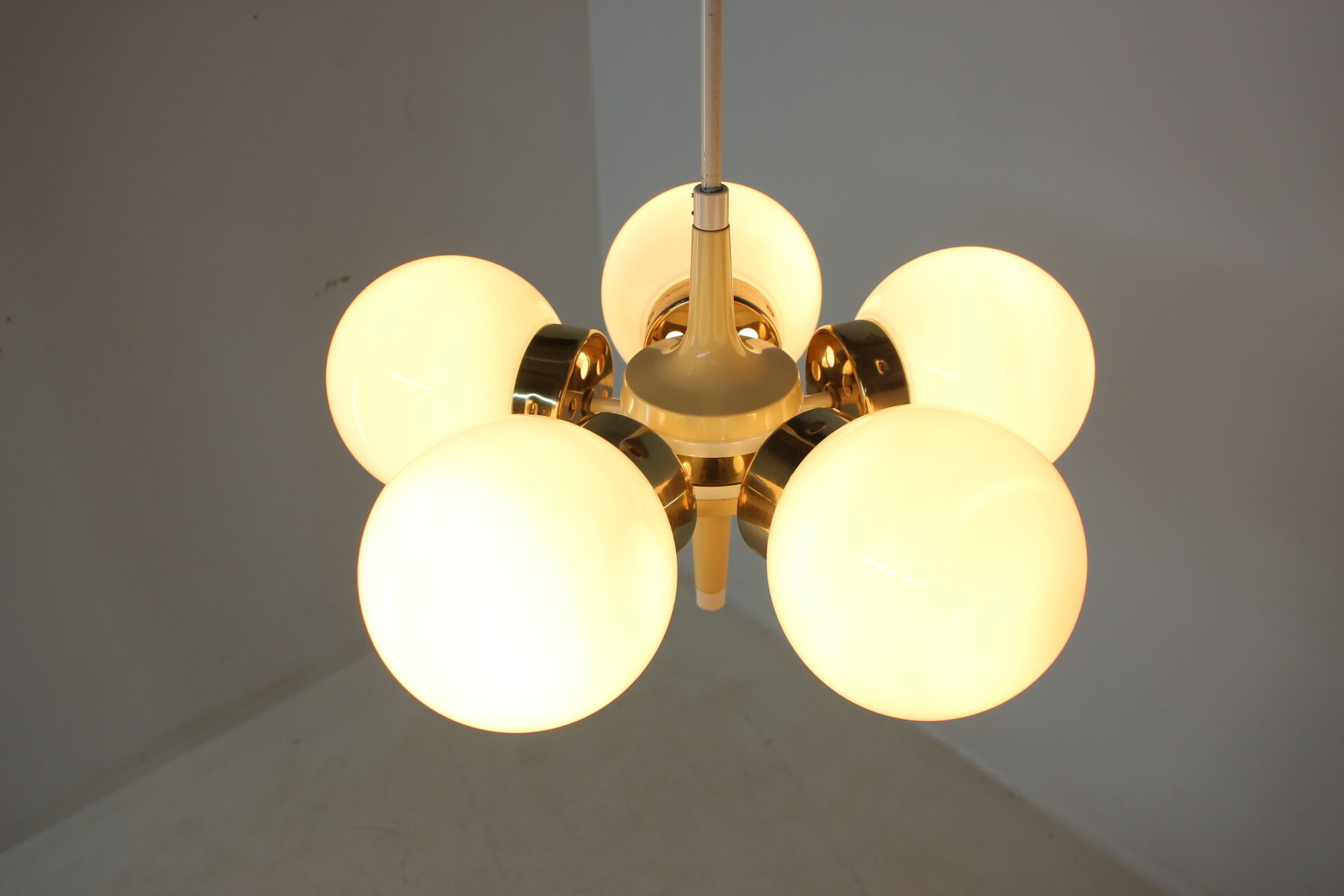 Space age chandelier sputnik by elektroinstala decin, 1970s