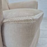 1970s, Danish wingback armchair, original condition, furniture velour, ash wood.