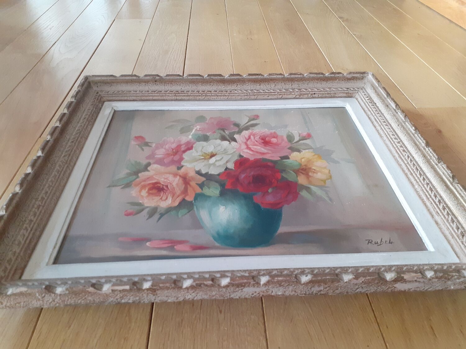 Tableau nature morte bouquet de roses
