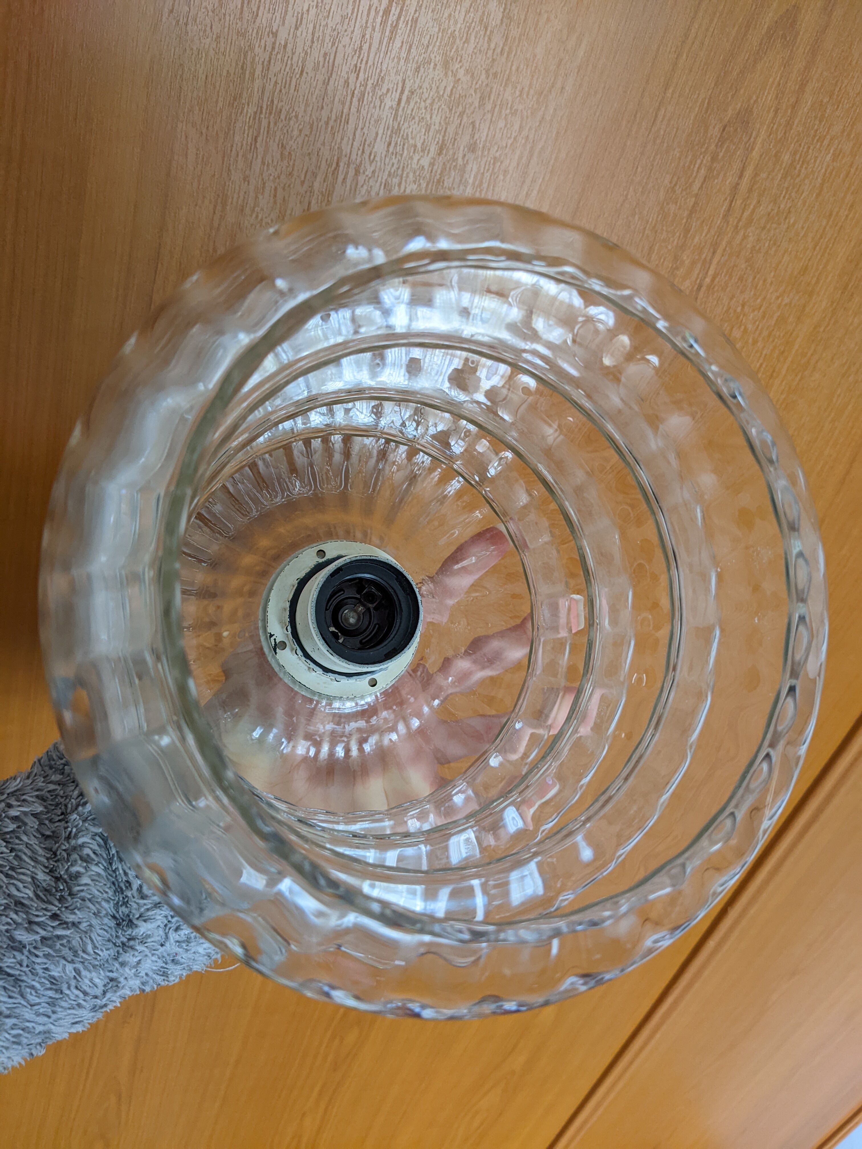 Vintage glass pendant lamp 50s