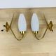 Pair of opaline brass wall lights from the 50s, Arlus, Lunel