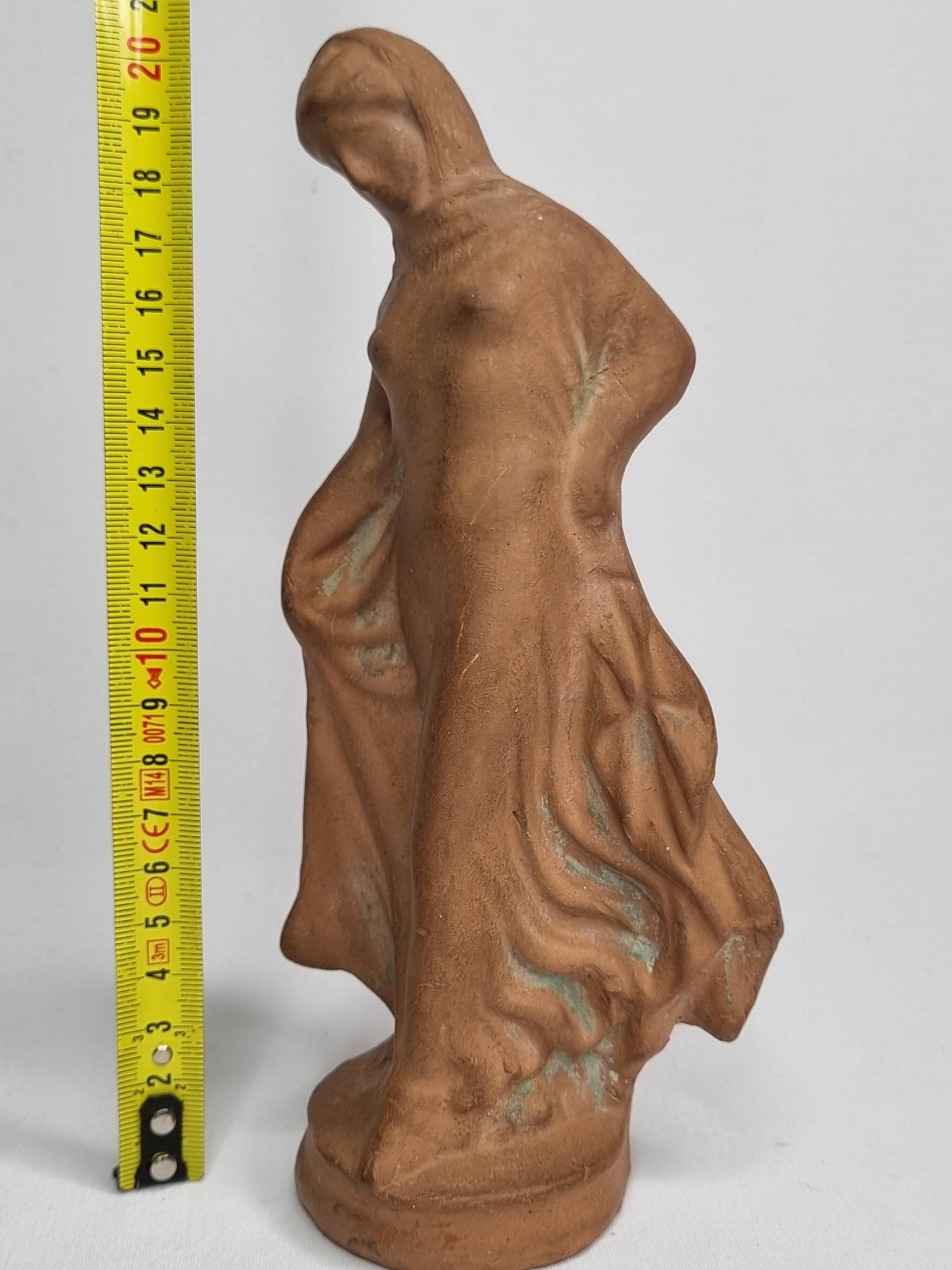 Draped Tanagra after Alexandre Bigot, Terracotta statuette, 20 cm