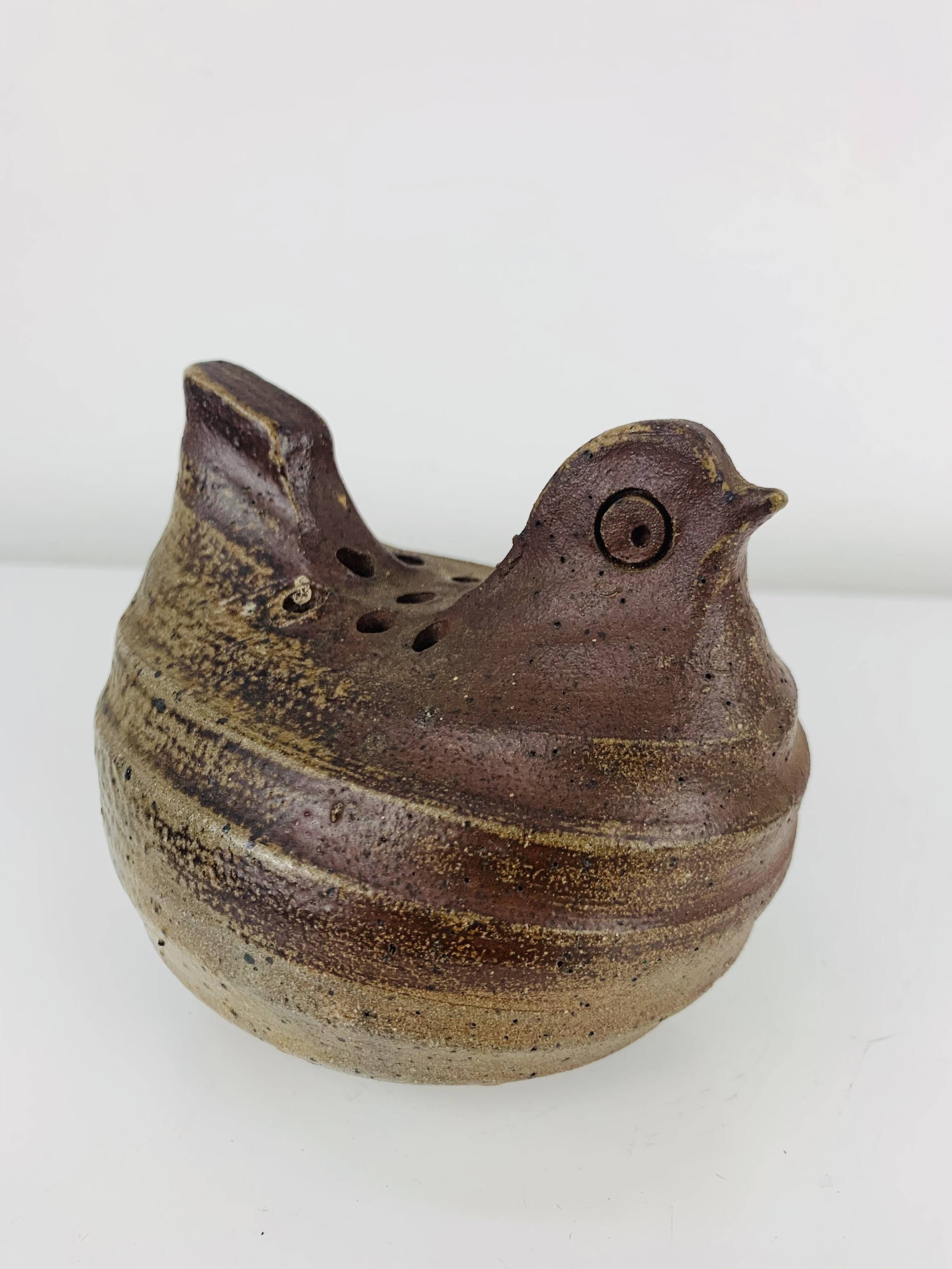 Vintage stoneware hen vase, flower pick