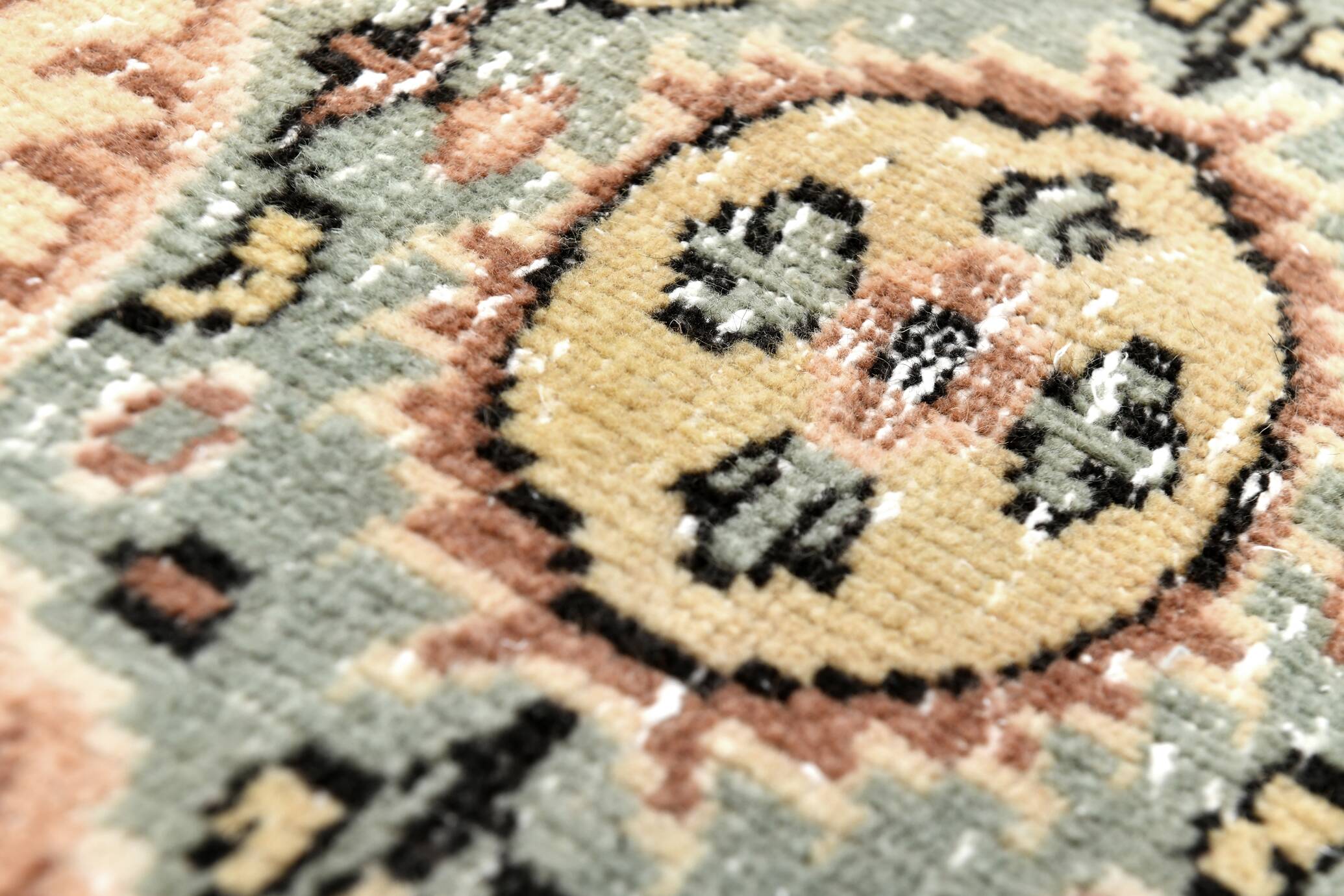 6x9 Peach & Light Green Oriental Vintage Area Rug, 183x273Cm