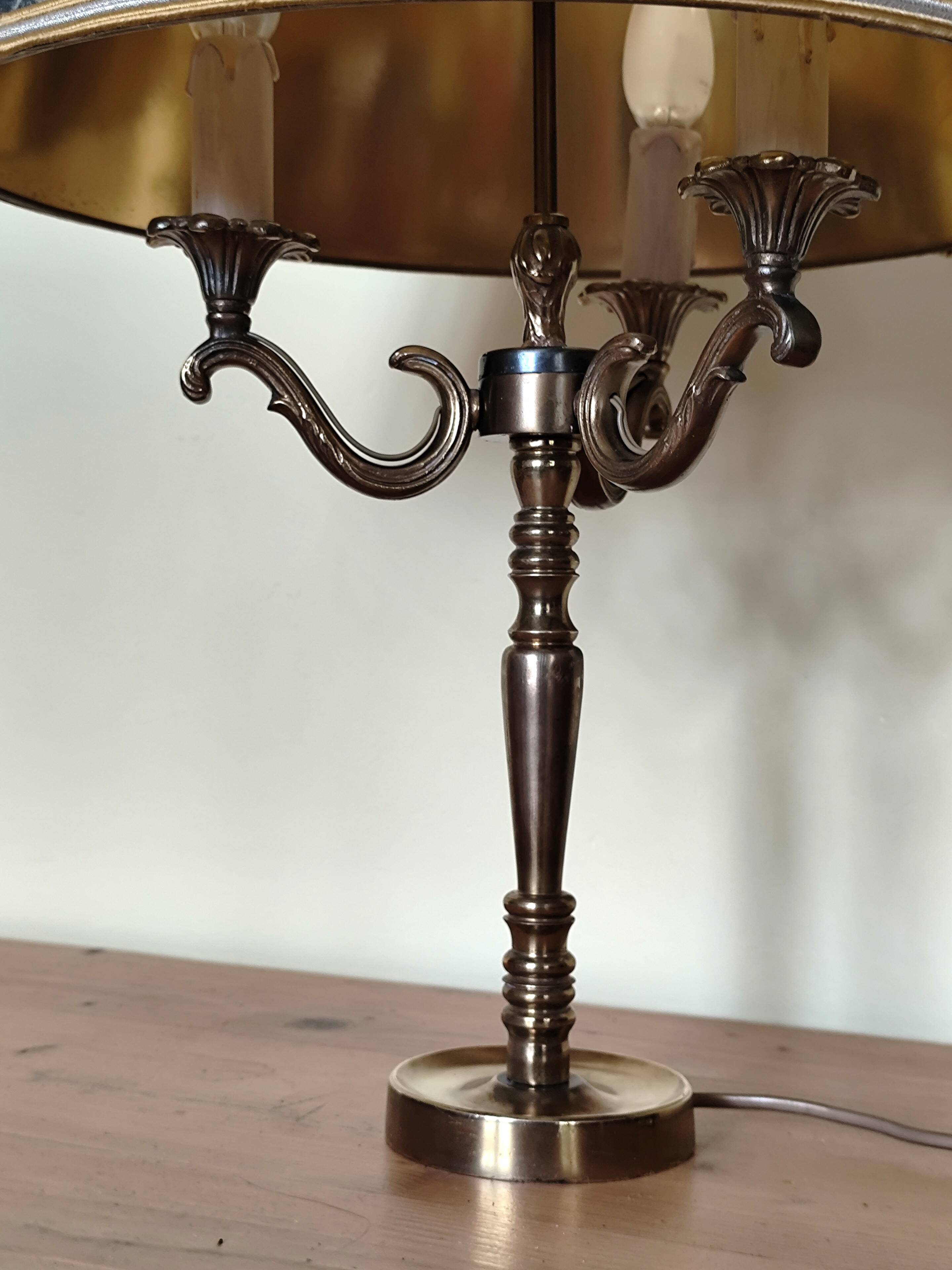 brass three-light bouillotte lamp, desk lamp