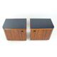 Pair of Art Deco bedside tables in walnut and black glass, Czechoslovakia.