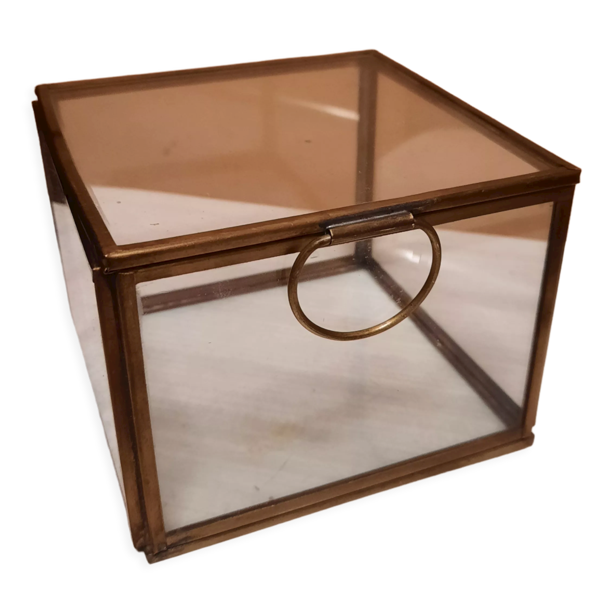 Glass and brass showcase box