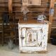 Antique patinated sideboard – chic country spirit – White patina with a lime effect