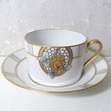 Limoges Ribes porcelain tea and coffee service, gold, silver, iridescent mother-of-pearl, Art Deco