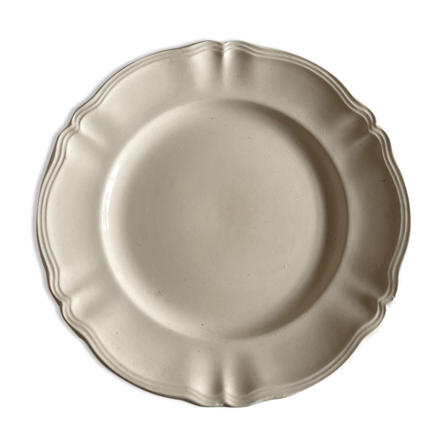 Xl dish in ivory earthenware from Sarreguemines to 35cm godrons