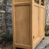 Parisian glass cabinet in solid raw oak, 1950