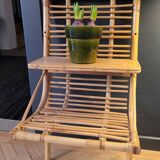 Vintage bamboo and rattan wall shelf