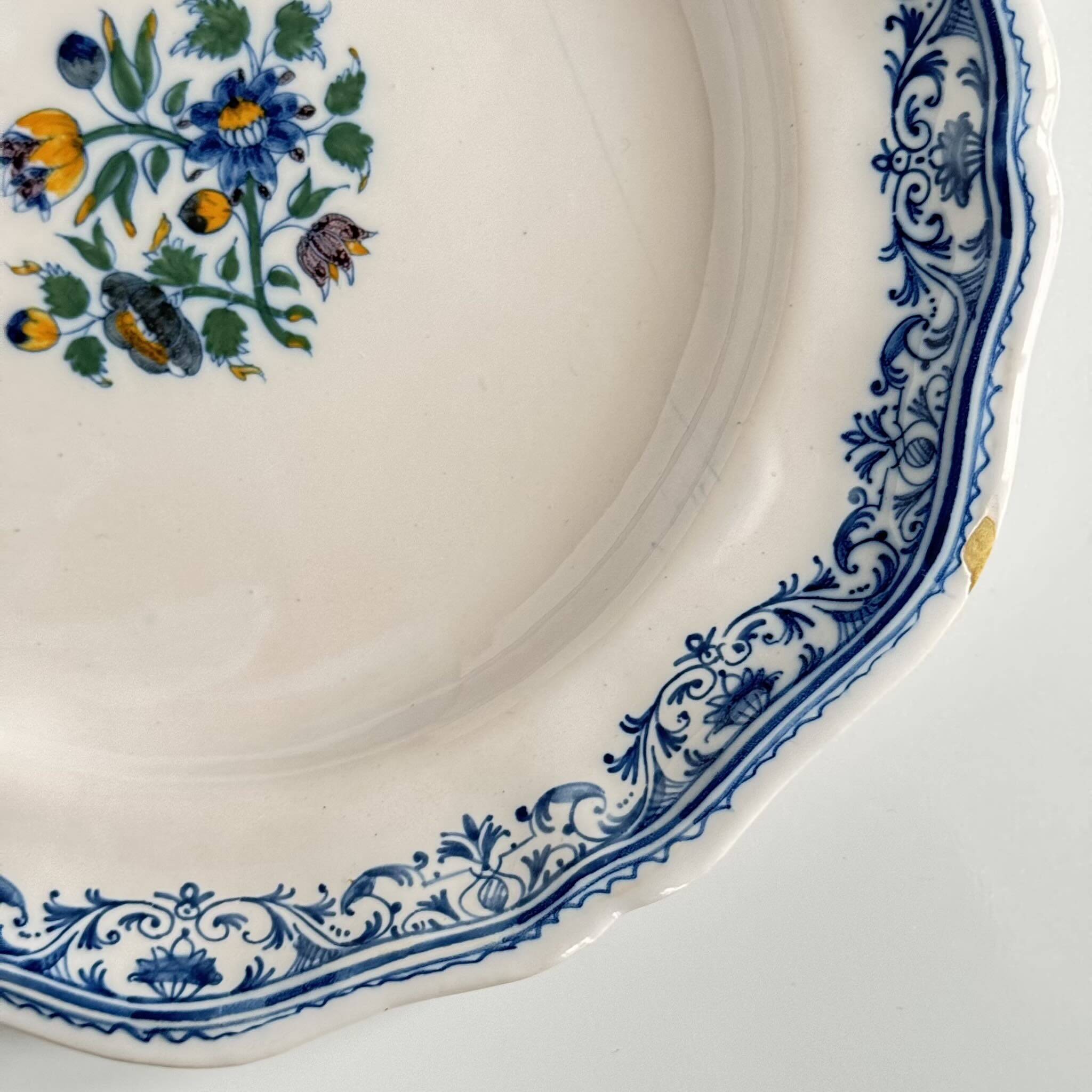 2 Moustiers Earthenware Plates | 18th Century | Colorful Floral Decor