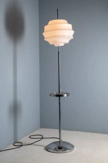 Bauhaus chrome floor lamp, 1930s, attributed to Slezák, Czechoslovakia