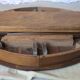 1930s oak dining table, slightly oval.