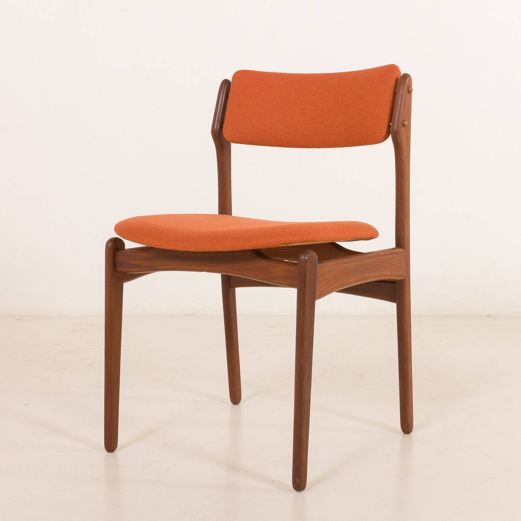 26104 Erik Buch teak and wool chairs, set of 4, Denmark, 1960s