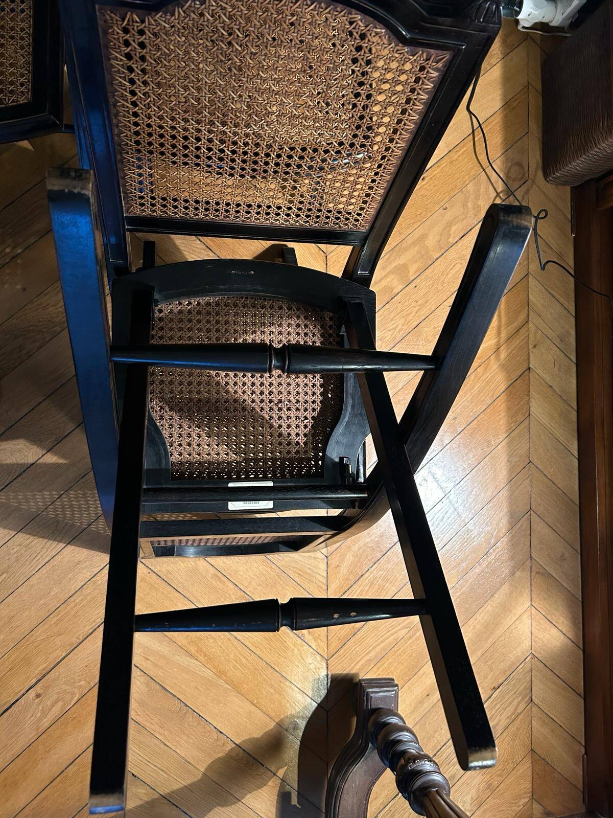 Set of 6 Roche Bobois folding chairs cannage dining room