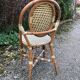 Set of 8 terrace chairs "bistro" in natural rattan beige braiding.