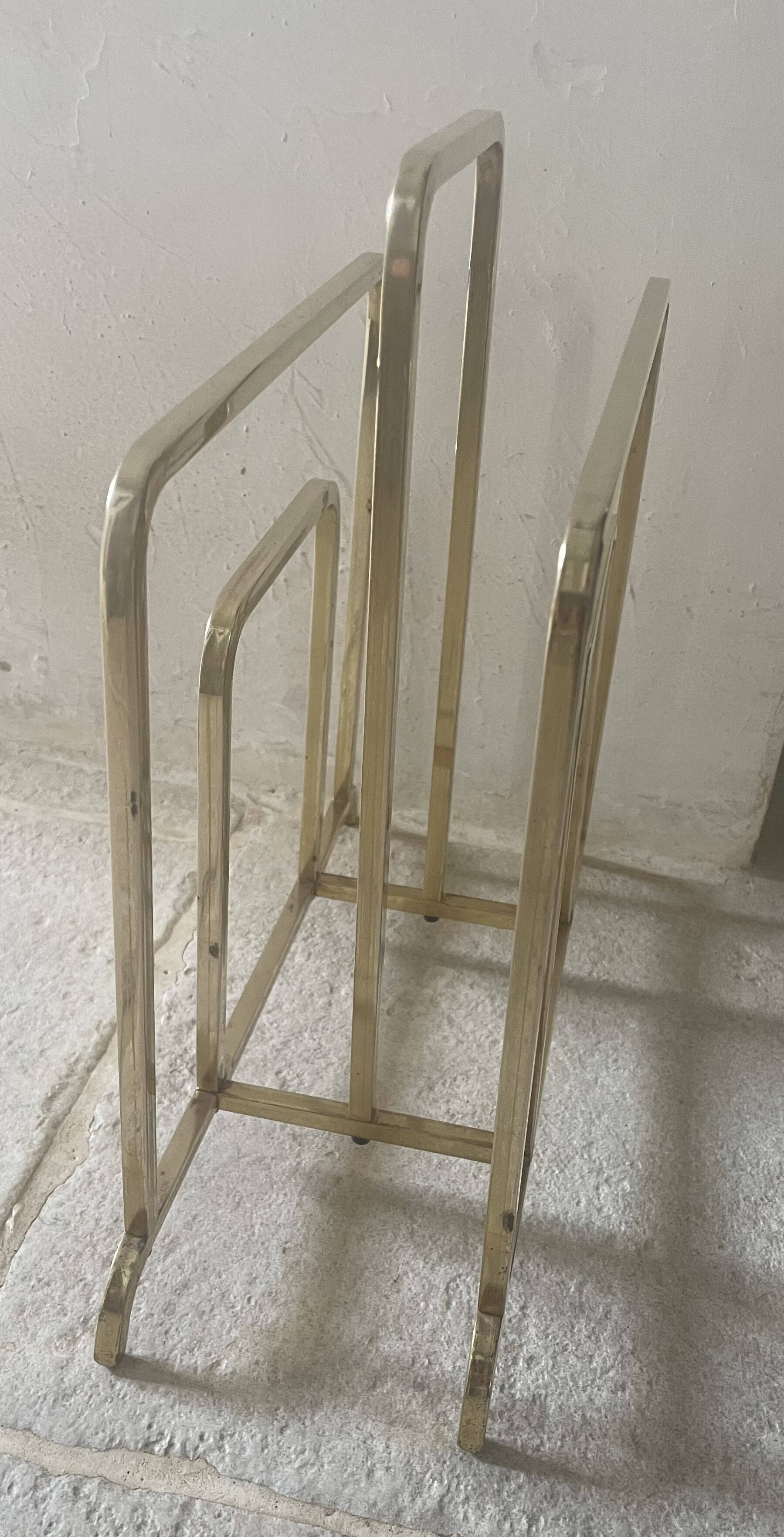 Designer brass magazine rack