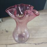 Pink bubble glass corolla vase