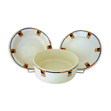 Badonviller earthenware dish (x 3) in "Bruno" model, circa 1925.