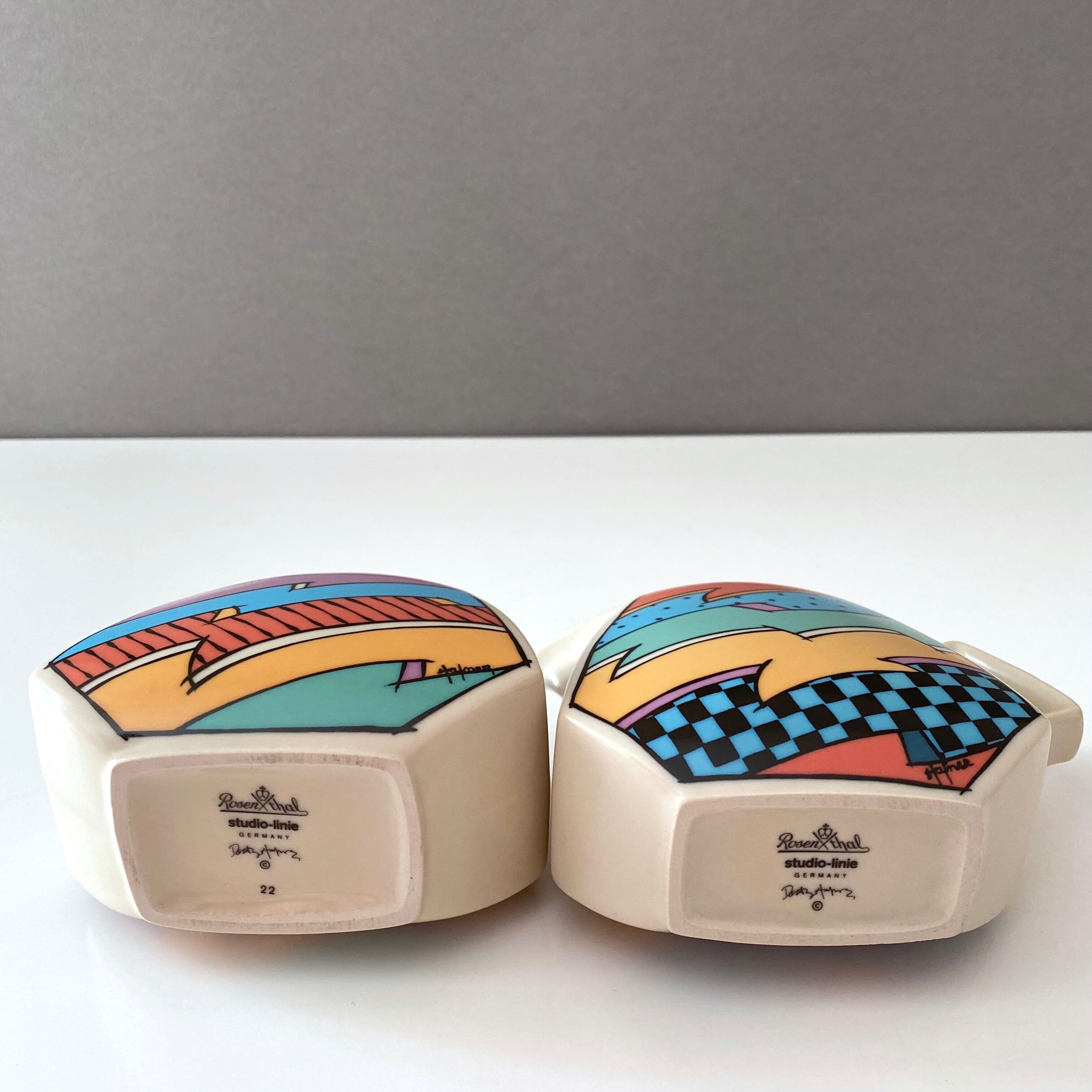 Pot à lait et sucrier Rosenthal Flash One par Dorothy Hafner, années 80