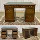 Late 19th century English mahogany desk with pedestals and leather top