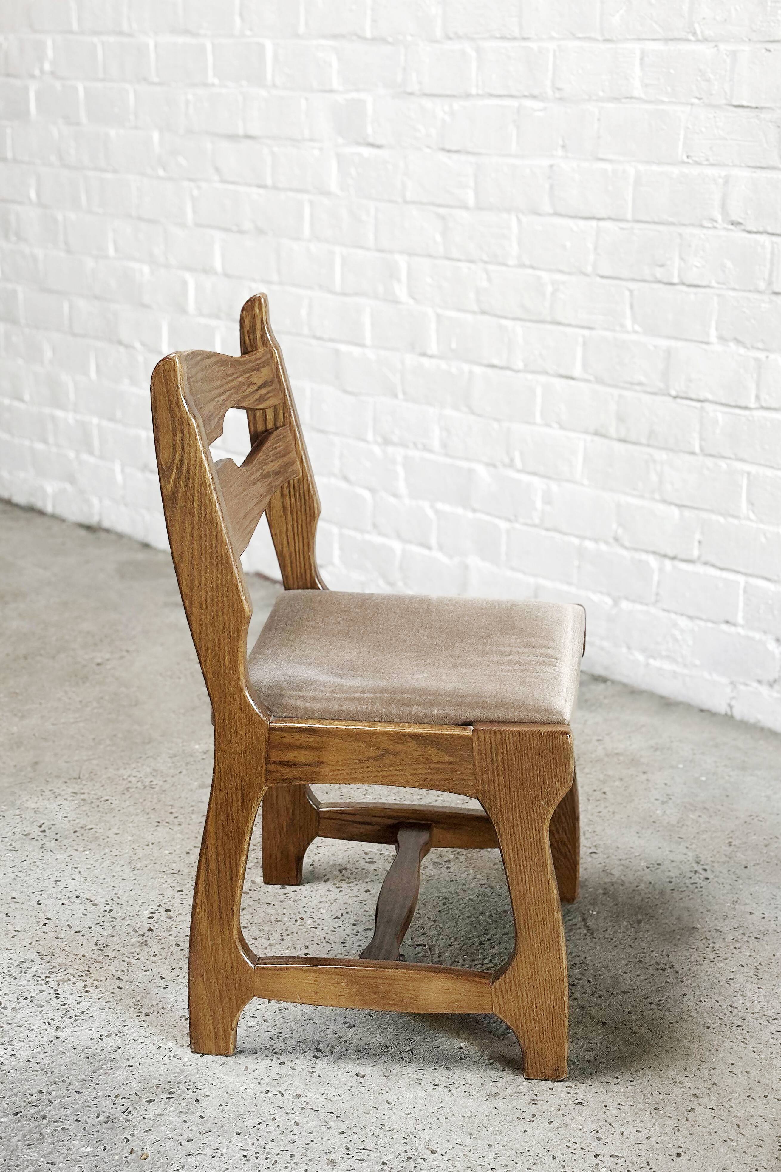 Dining Chairs in Wood and Fabric attributed to Guillerme Et Chambron, 1950s, Set of 6