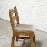 Dining Chairs in Wood and Fabric attributed to Guillerme Et Chambron, 1950s, Set of 6