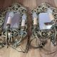 Pair of Napoleon III wall sconces, bevelled mirrors, mask heads.