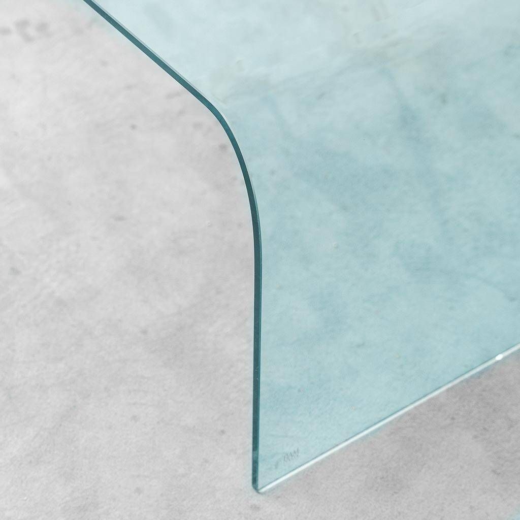 Vintage Fiam Italia coffee table in curved glass minimalist design 1970s