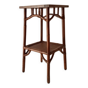 Table d appoint vintage - bambou rotin
