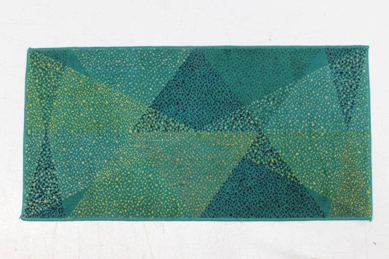 Small Geometric Green Carpet or Rug, 1970s